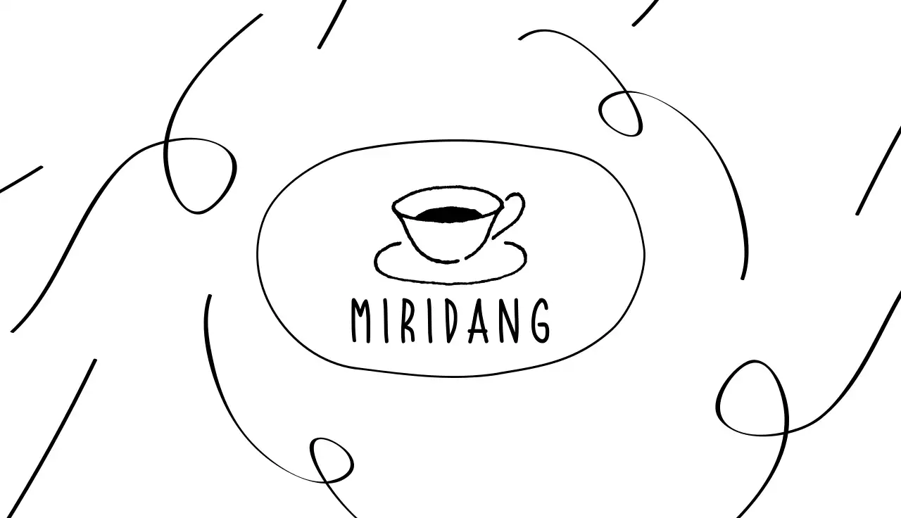 흑백 드로잉 패턴배경의 일러스트 카페