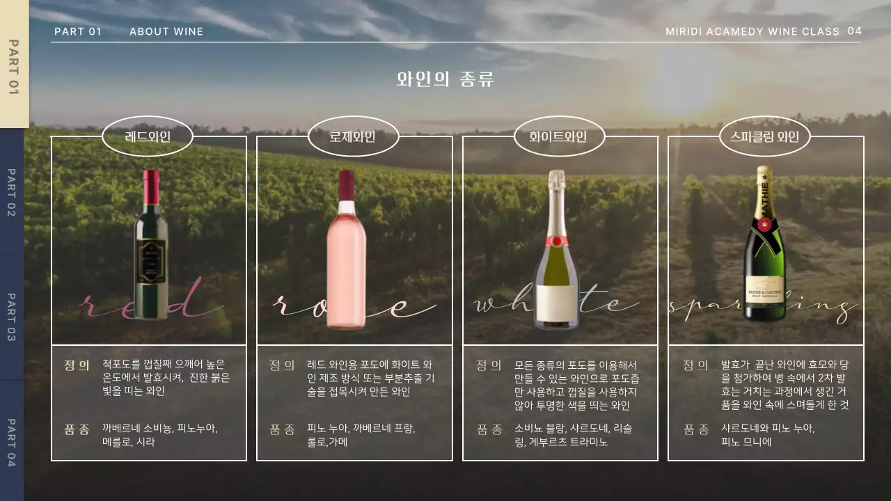 네이비색 고급스러운 와인클래스용 와인 브루어리 프레젠테이션