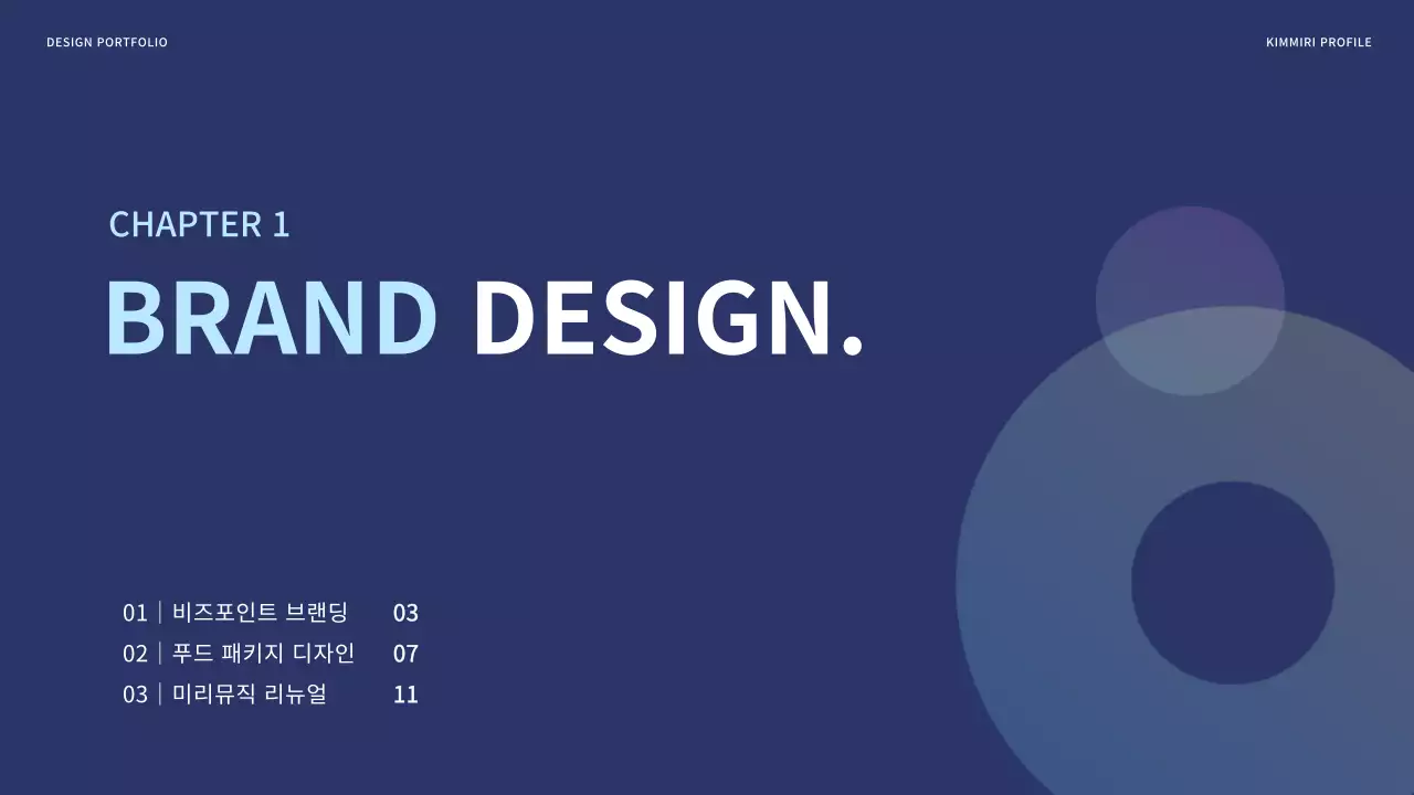 남색과 흰색의 심플한 디자이너 포트폴리오