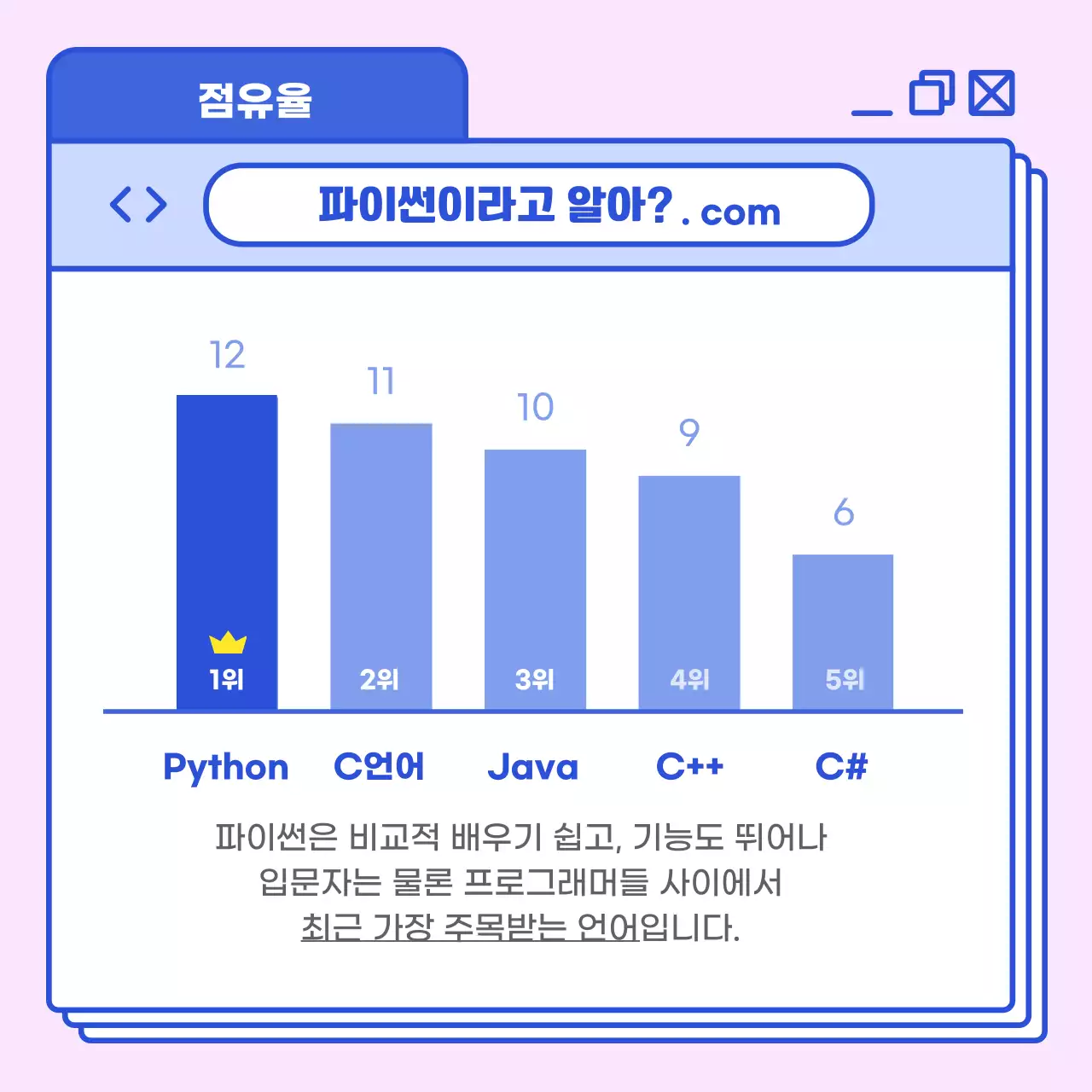 파란색과 분홍색의 고채도 프로그래밍 언어 알아보기