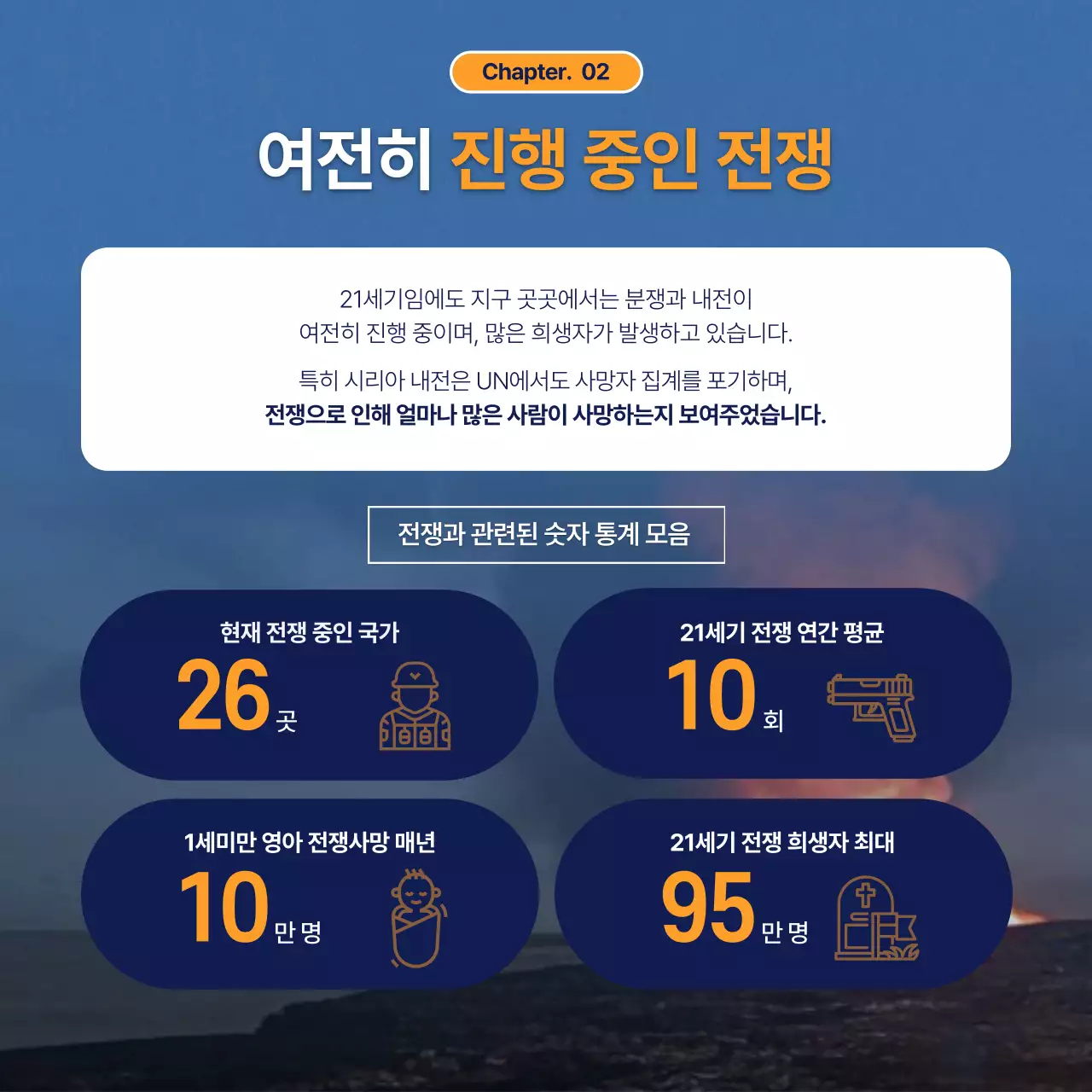 파랑과 주황색의 모던한 세계 평화의 날 강연 초대장