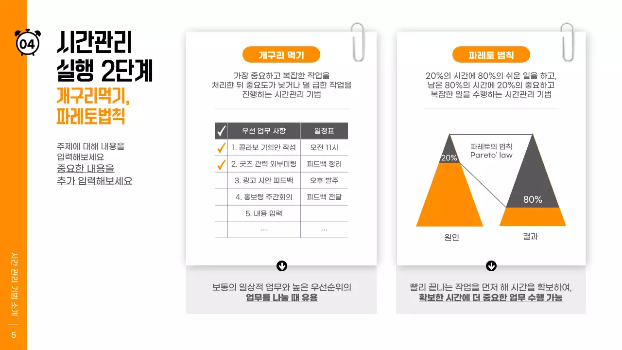 주황색의 시간관리 워크숍 테마