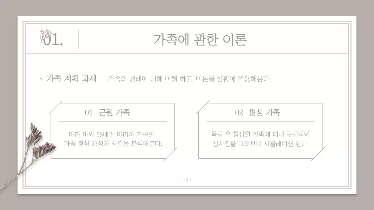 파랑색과 갈색의 청첩장 컨셉 과제 발표