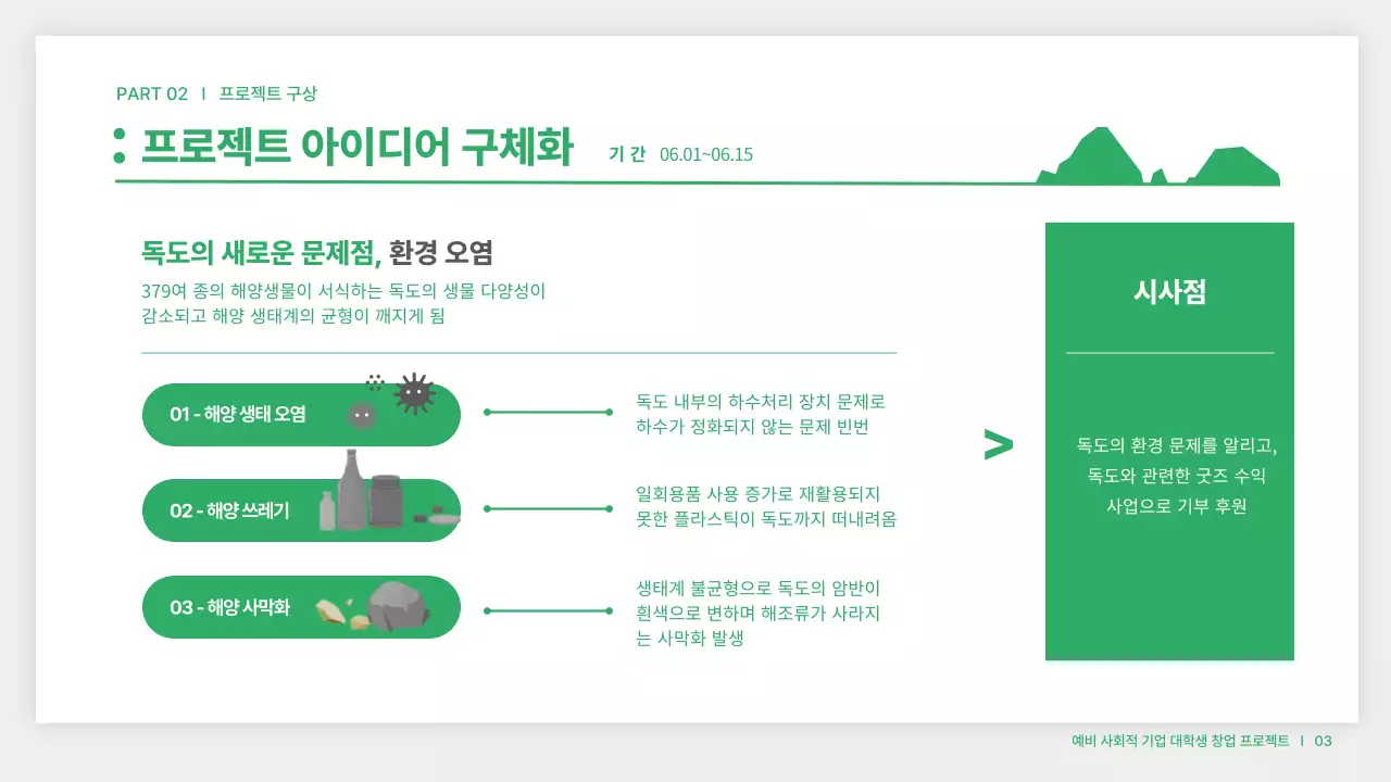 흰색과 초록색의 창업 펀딩 프로젝트 발표자료