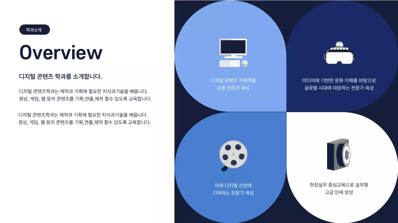 파랑과 하늘색의 심플한 멘토링 학과 소개서