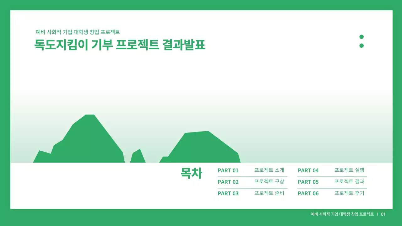 흰색과 초록색의 창업 펀딩 프로젝트 발표자료