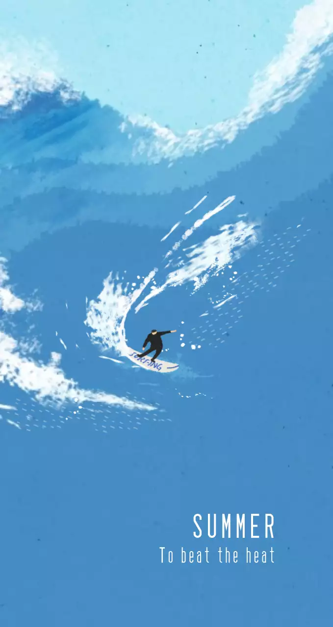 시원하고 청량한 톤의 귀여운 서핑 일러스트 개인 굿즈 