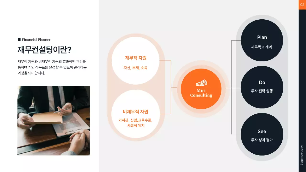 주황색과 회색의 재무 컨설팅