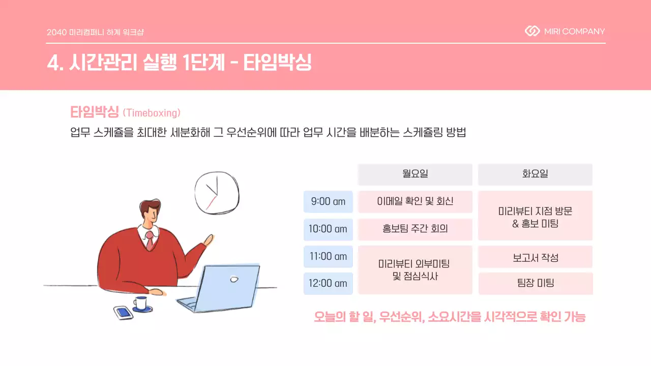 핑크톤의 탈야근을 위한 시간관리 스킬 프리젠테이션 직장 내 교육 업무생산성 플래너 일정관리