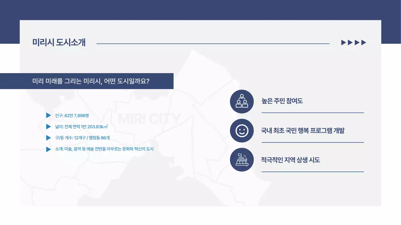 남색과 흰색의 심플한 주민참여 제안 보고서