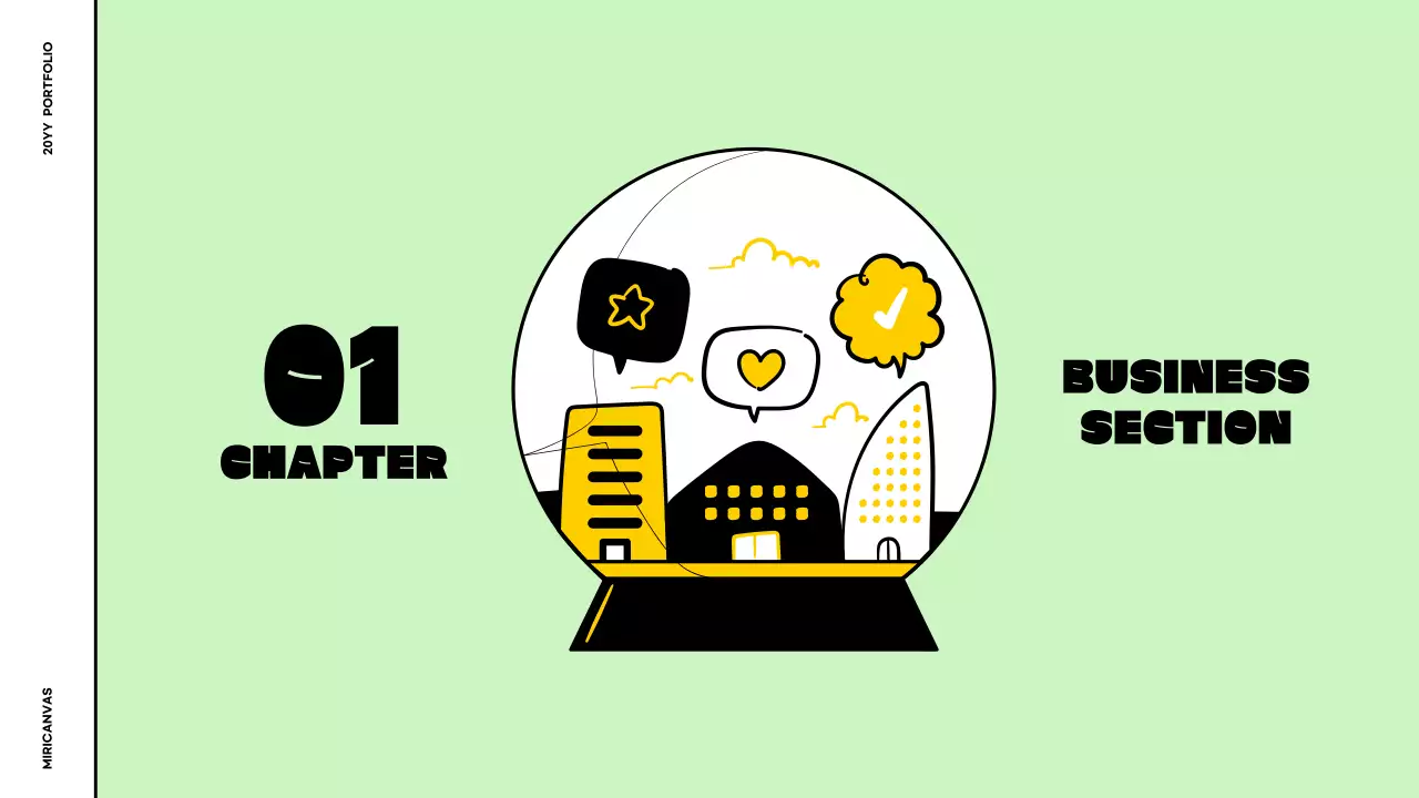 그린과 옐로우의 일러스트 스타일의 비즈니스 포트폴리오
