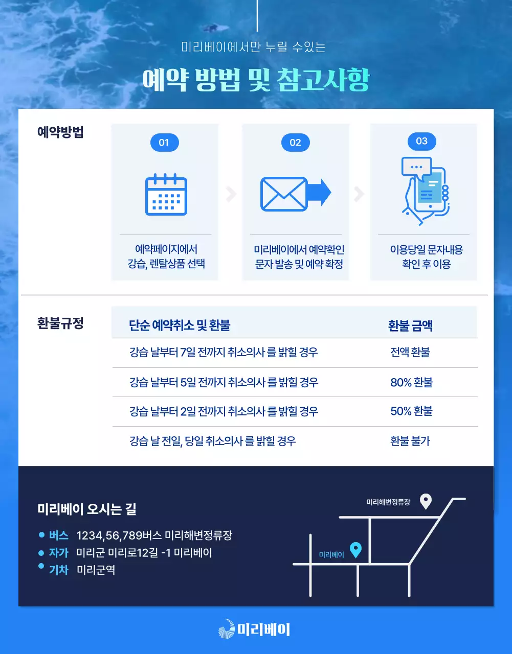 파란색 시원한 서핑패키지 상세페이지