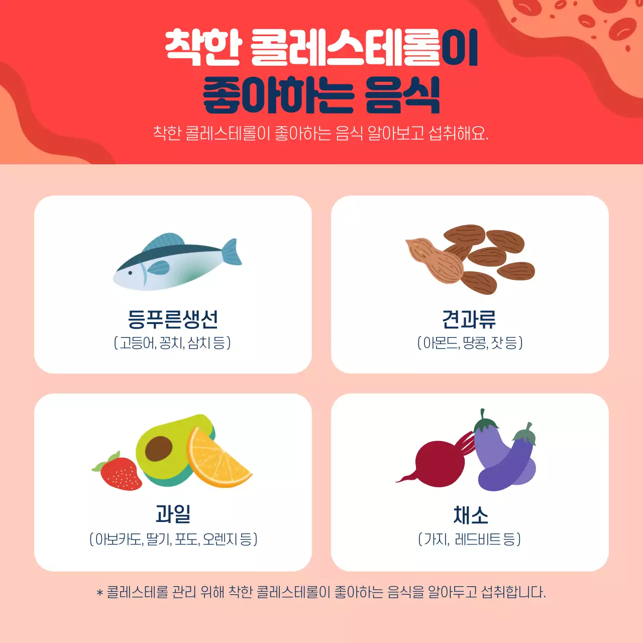 다홍색과 남색의 간결한 콜레스테롤
