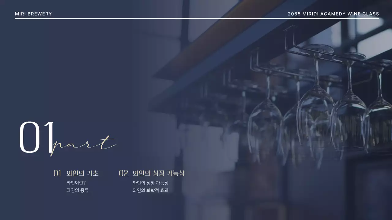 네이비색 고급스러운 와인클래스용 와인 브루어리 프레젠테이션