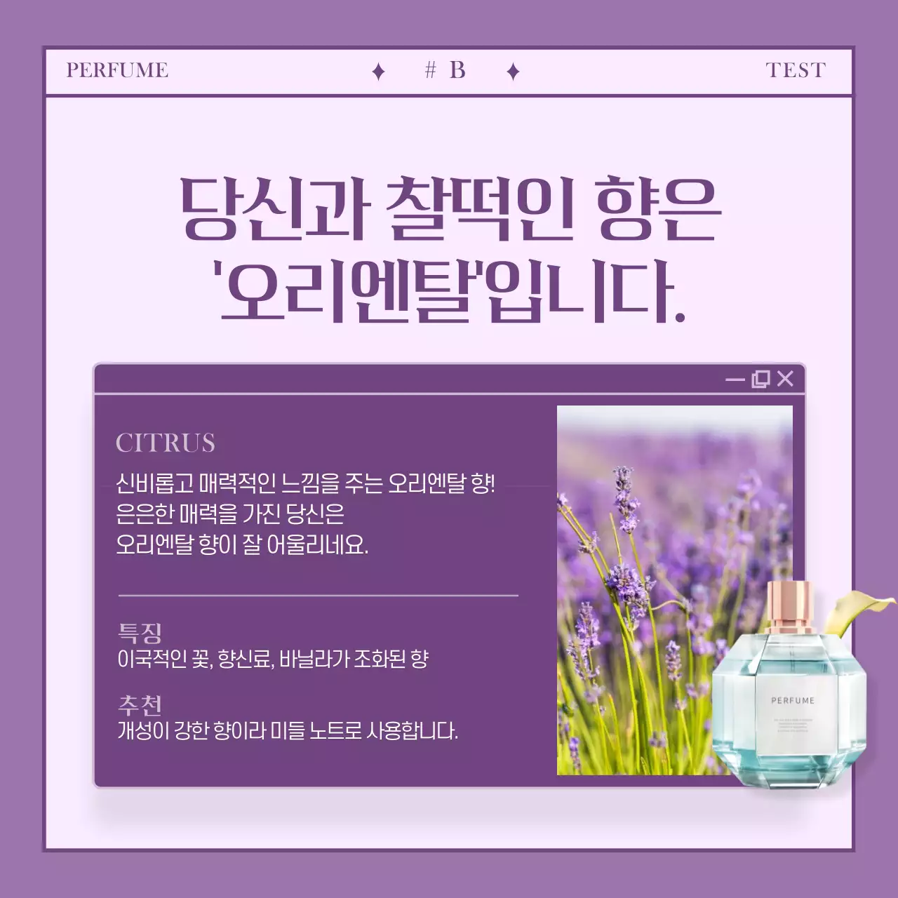 심플한 나만의 향수 테스트 카드뉴스 디자인