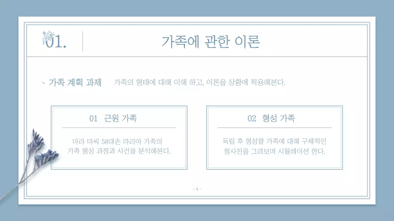 파랑색과 갈색의 청첩장 컨셉 과제 발표