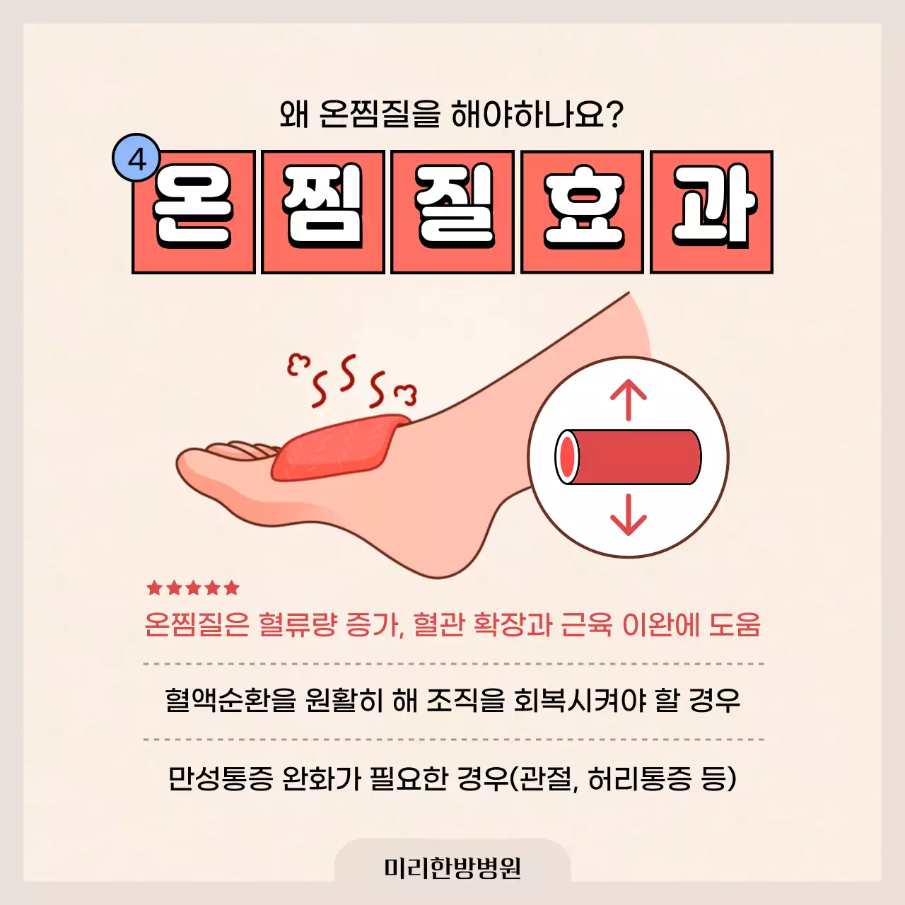 파란색과 빨간색의 한의원 냉찜질 온찜질 정보 소개