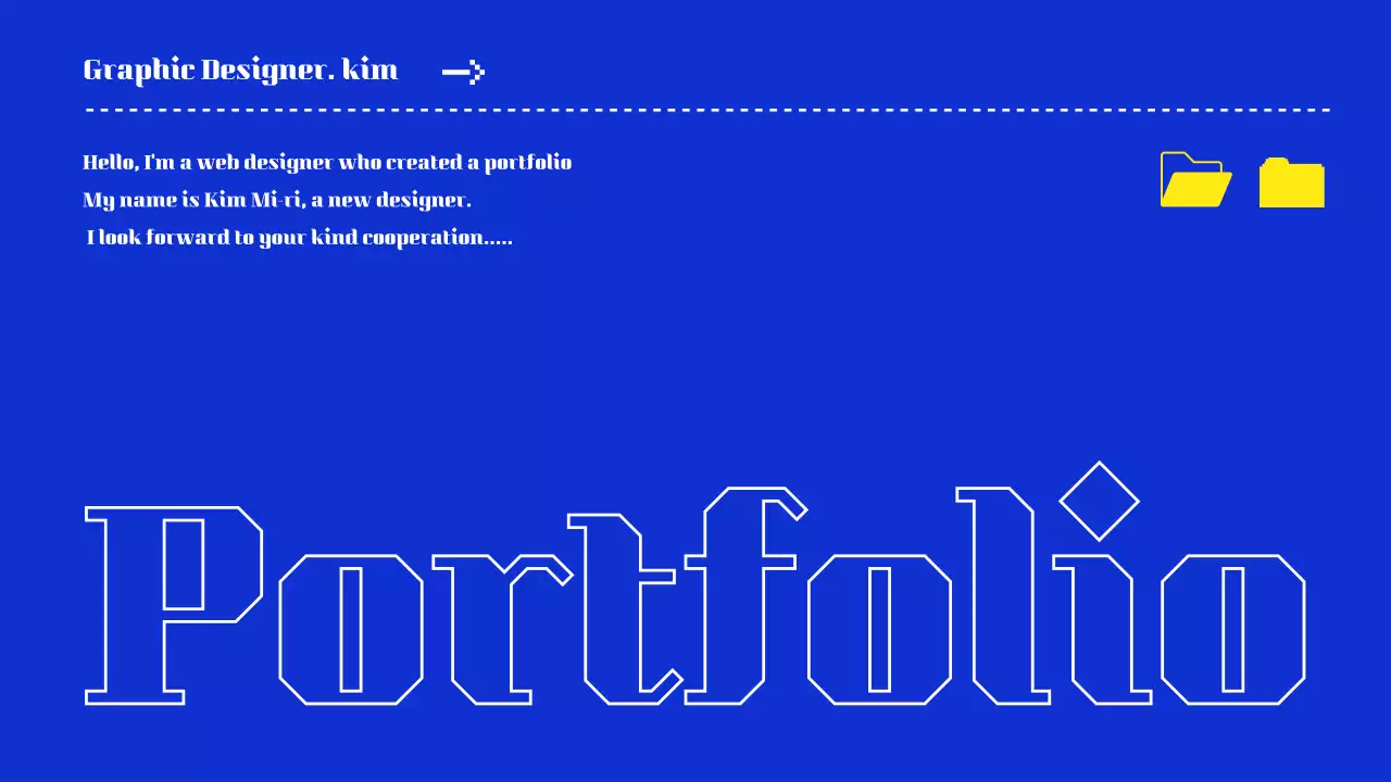 파란색과 노란색의 포트폴리오 프레젠테이션