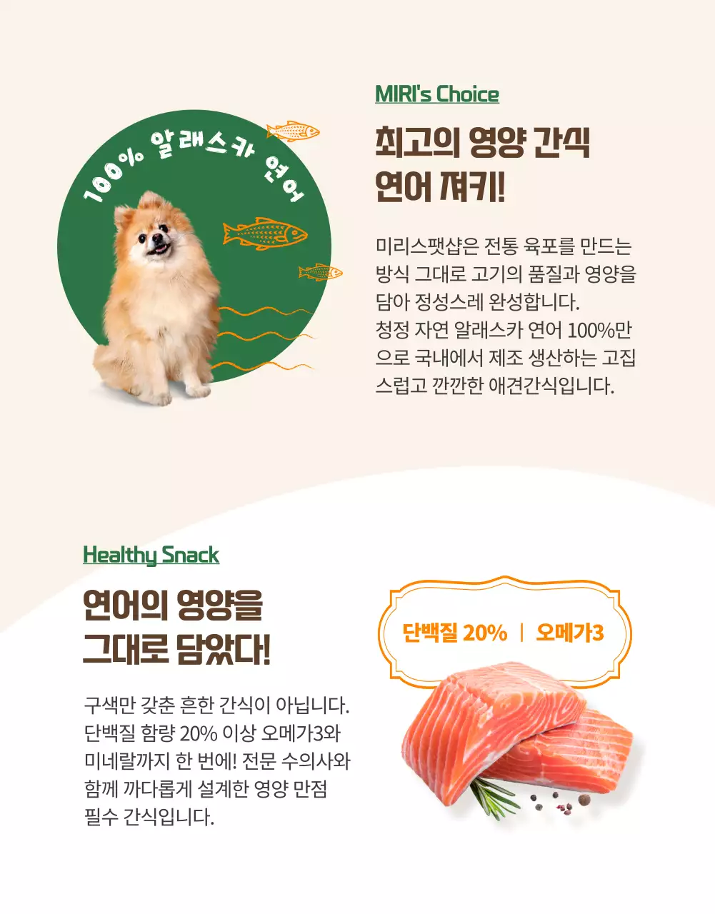 오렌지 컬러 포인트 프리미엄 펫푸드 소개(상세 페이지)