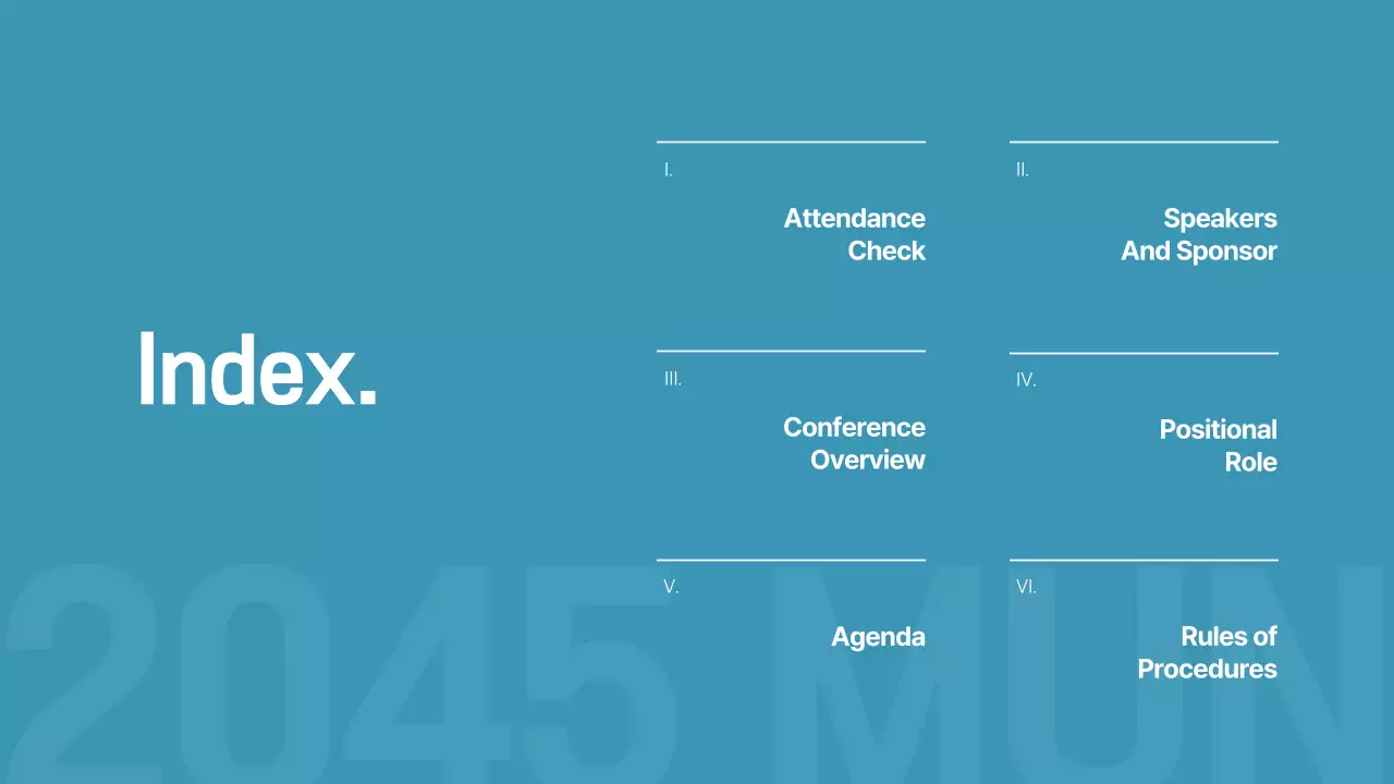 파랑과 남색의 심플한 모의 유엔 회의 발표자료