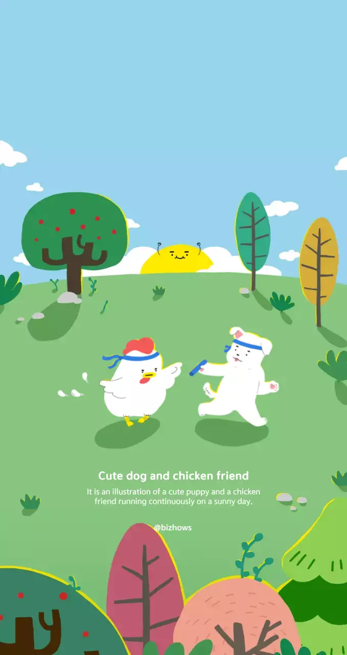 귀여운 강아지와 닭 일러스트 컨셉의 개인굿즈