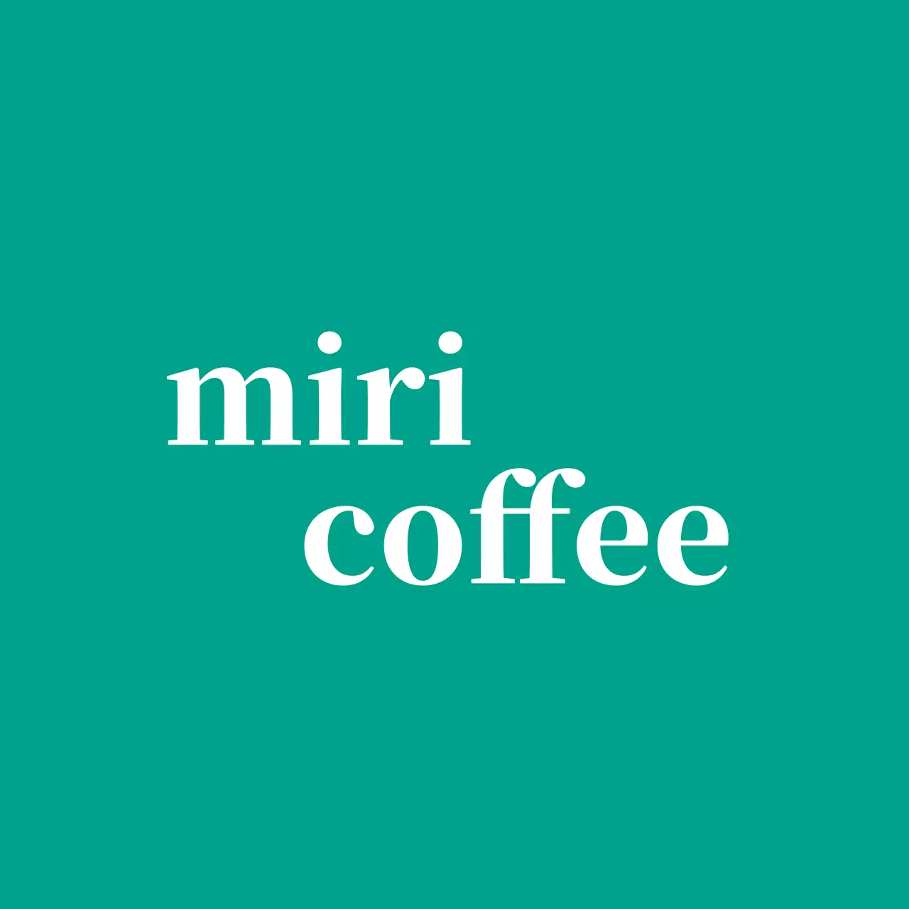 영어로 된 로고가 있는 청록색 배경의 카페 발매트 