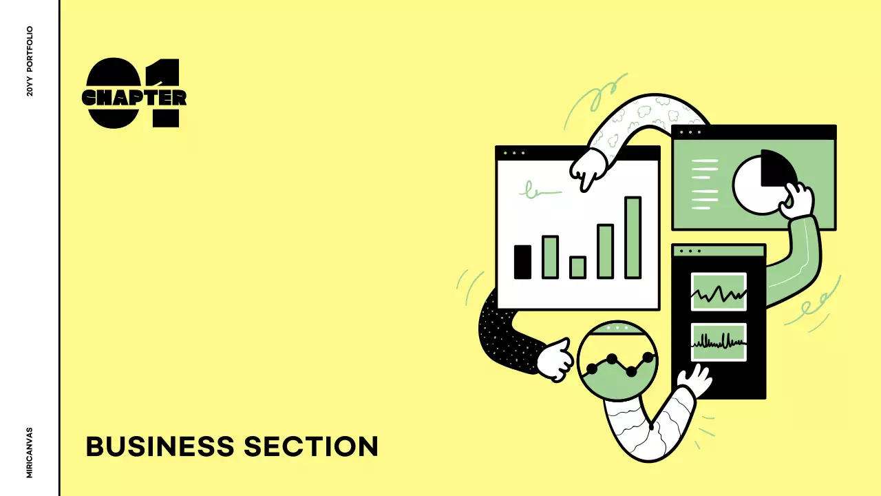 그린과 옐로우의 일러스트 스타일의 비즈니스 포트폴리오