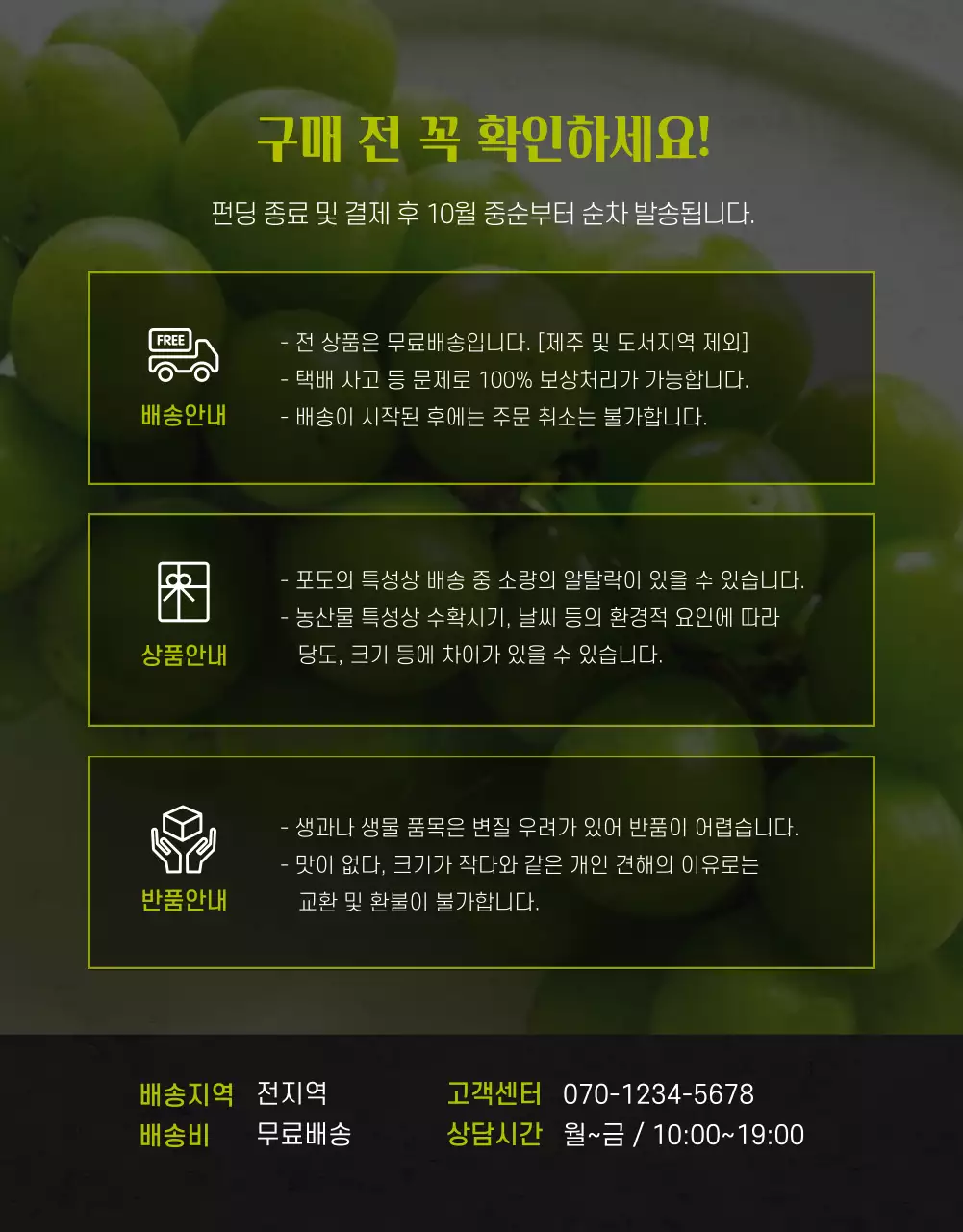 블랙과 그린의 고급스러운 프리미엄 고당도 샤인머스켓 펀딩 판매 홍보용 지역농산물 소상공인 로컬푸드