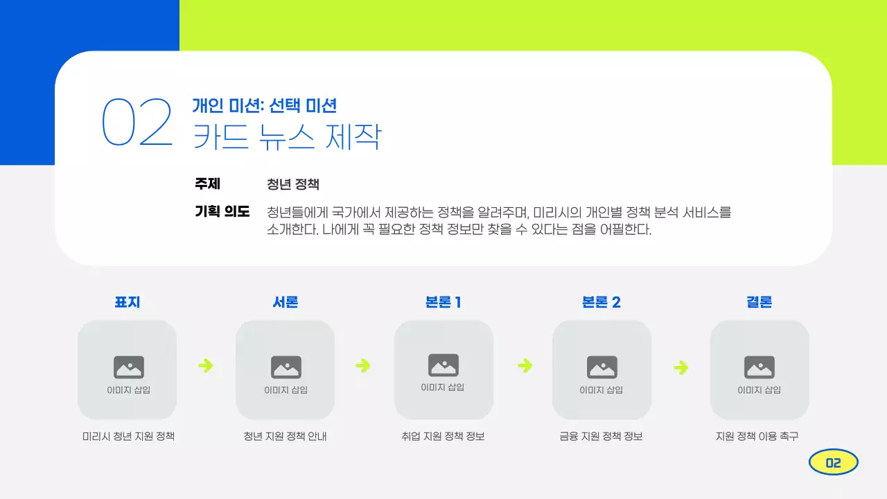 연두색과 파랑의 아기자기한 서포터즈 활동보고서