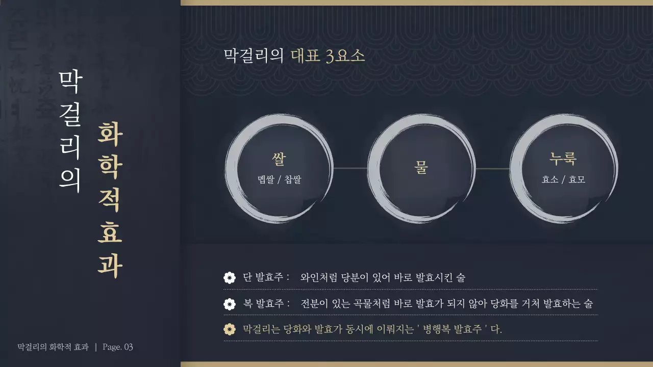 남색과 금색의 전통주수업 테마 (프레젠테이션)