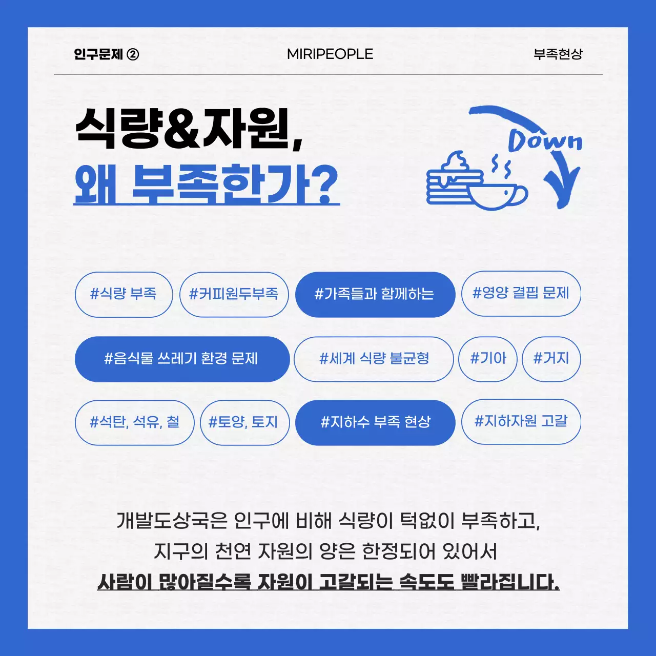 파란색과 흰색의 세계인구문제 카드뉴스