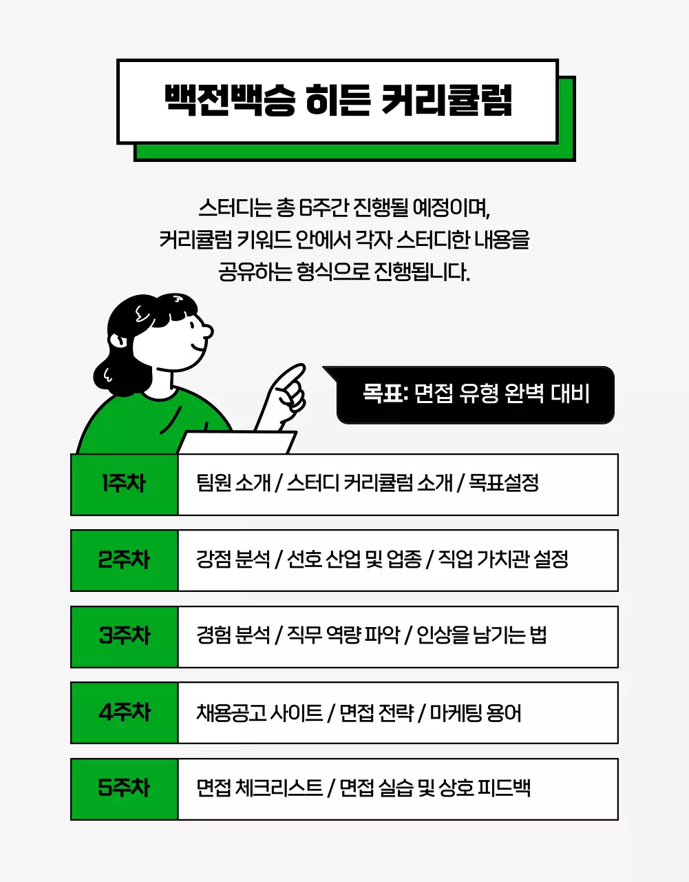 깔끔한 일러스트 디자인의 취업스터디 상세페이지