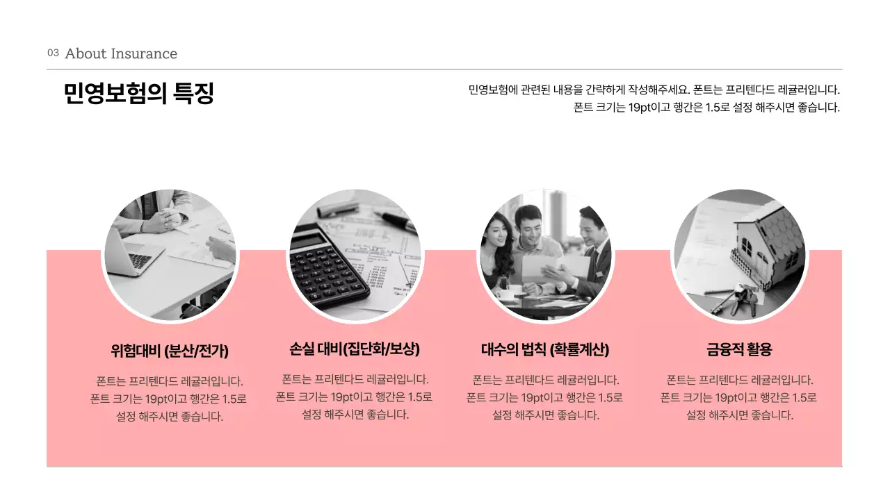 핑크와 그레이톤의 민영보험의 특징과 전망성 보험의 종류와 구분 이론 및 사례 발표