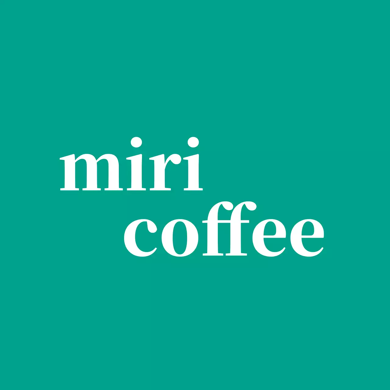 영어로 된 로고가 있는 청록색 배경의 카페 발매트 