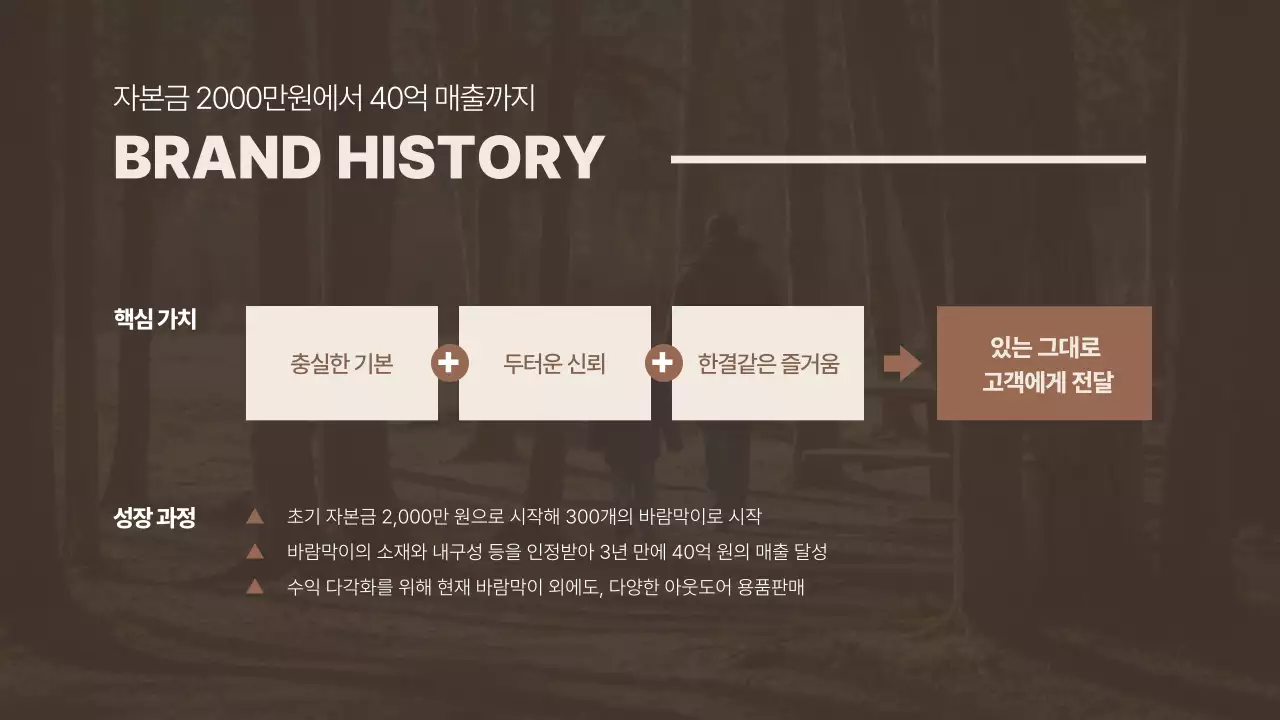 갈색의 심플한 사례 조사 발표용 프레젠테이션