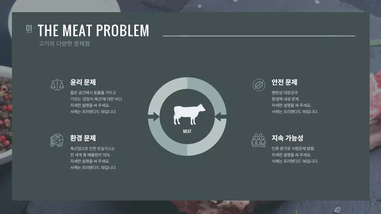 초록색의 대체육 푸드테크 관련 프레젠테이션
