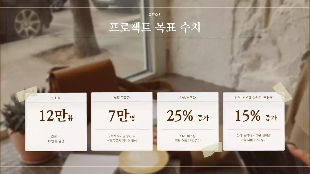 베이지 브라운색의 앨범 스크랩북 컨셉 영상 기획서