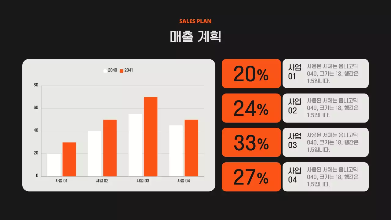 블랙 배경의 심플한 모션 사업 계획서