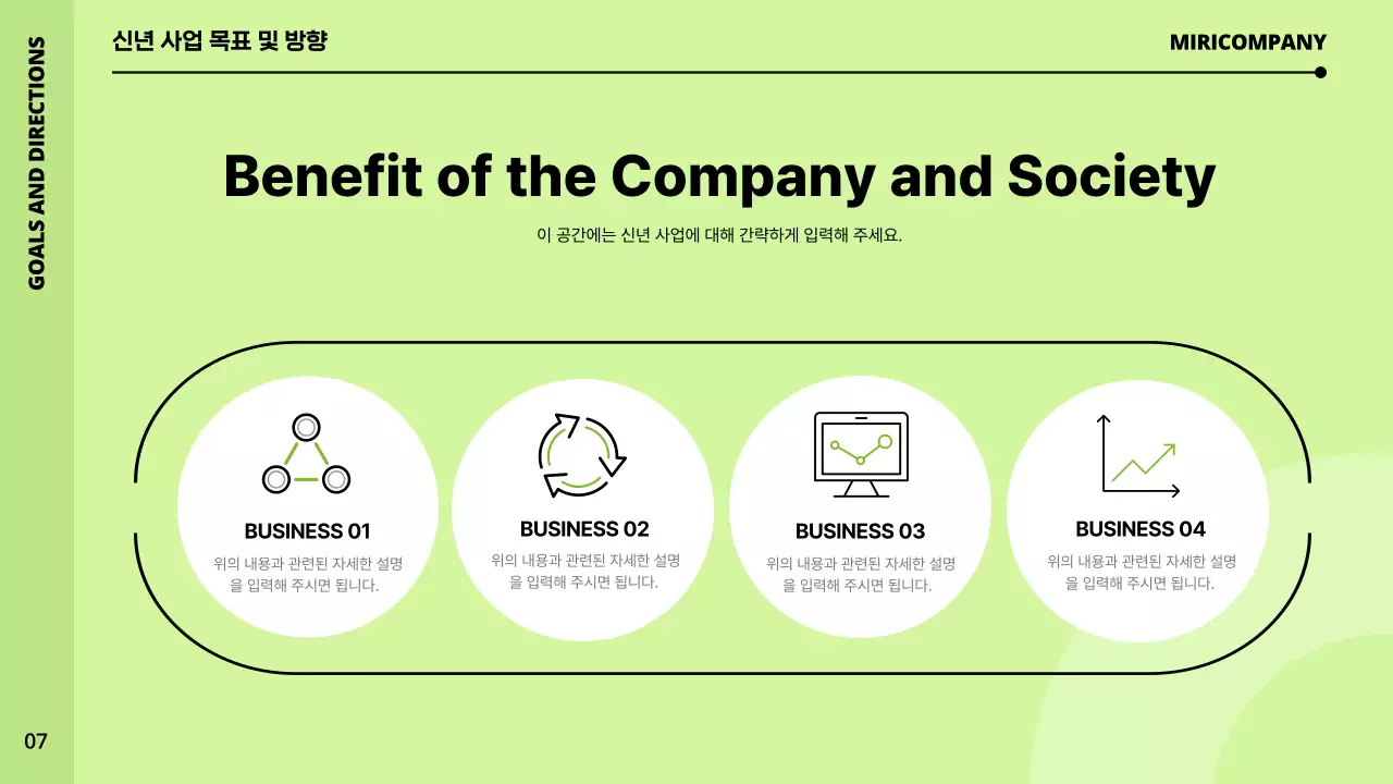 연두색과 흰색의 미니멀한 신년 사업계획서