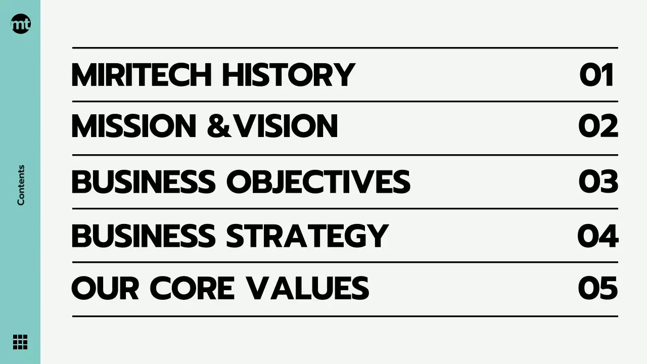 민트색과 회색의 모던한 기업자료, 회사비전선포, 기념행사, 발표용 테마