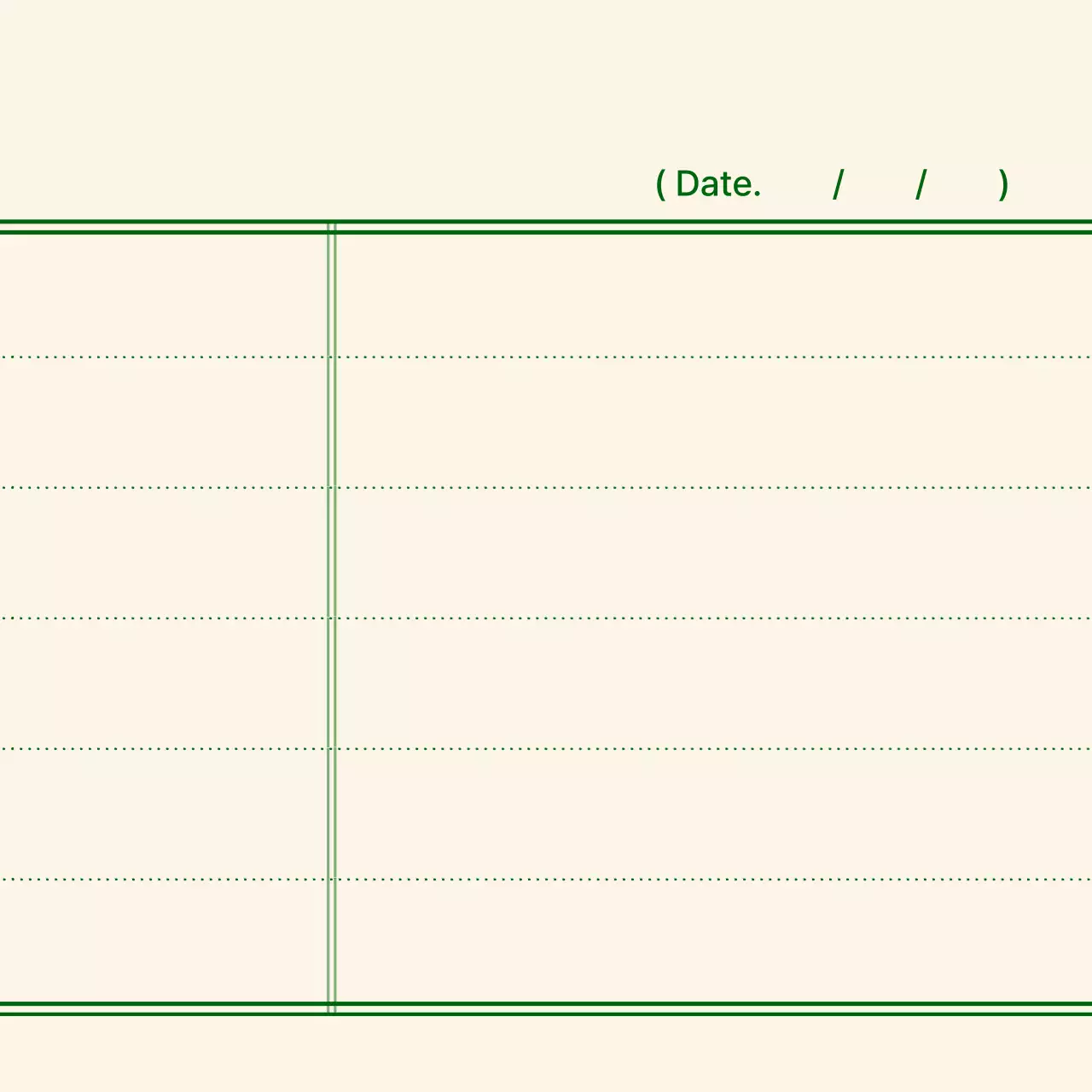 옅은 노란색과 짙은 녹색의 심플한 선과 점선 조합 컨셉 개인 굿즈용 