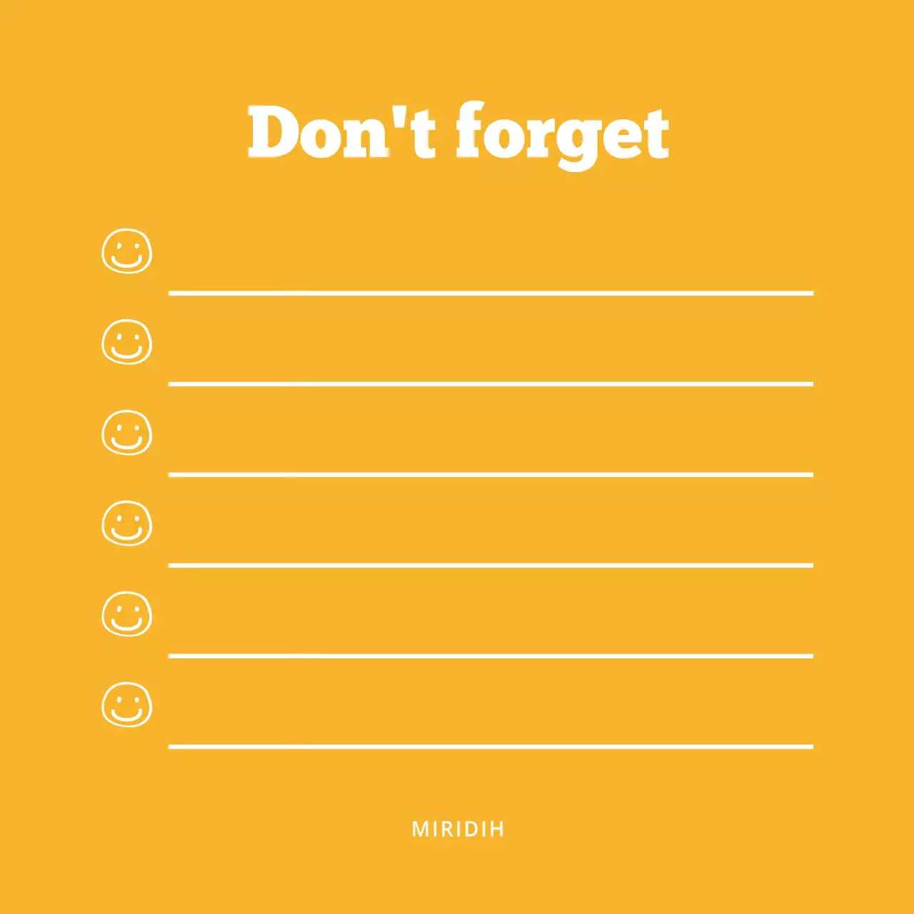 주황색과 흰색의 스마일 일러스트가 있는 심플 깔끔한 체크리스트 굿즈