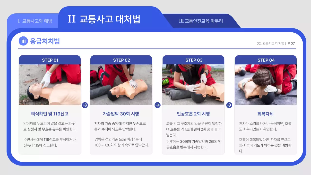 파랑과 흰색의 아기자기한 도로교통 안전 교육자료