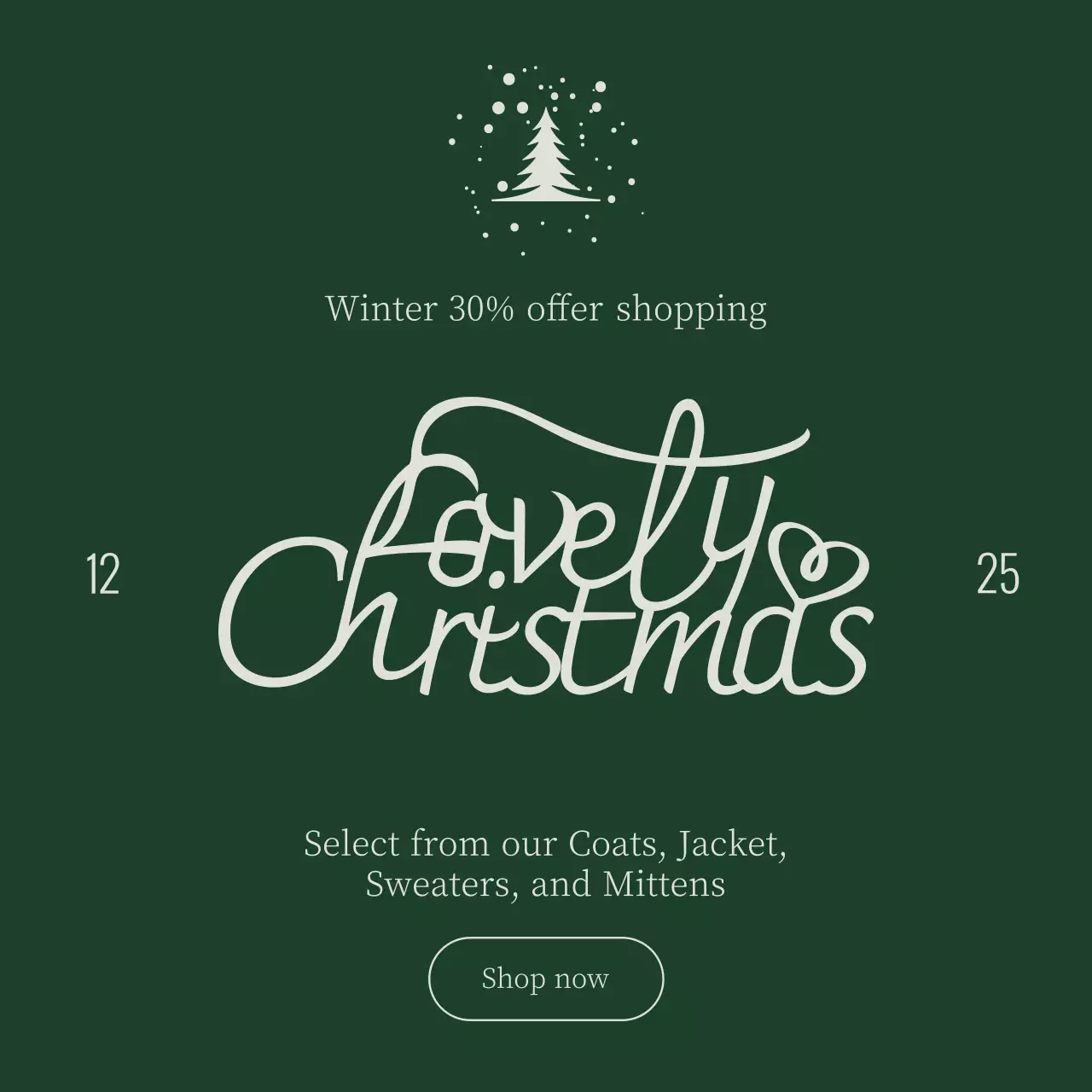 심플하고 깔끔한 겨울 크리스마스 이벤트 정사각형