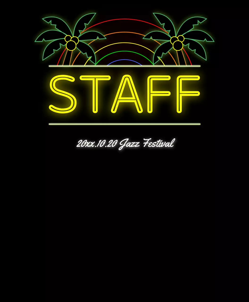 핑크와 다양한 컬러의 네온사인 재즈 페스티벌 티셔츠