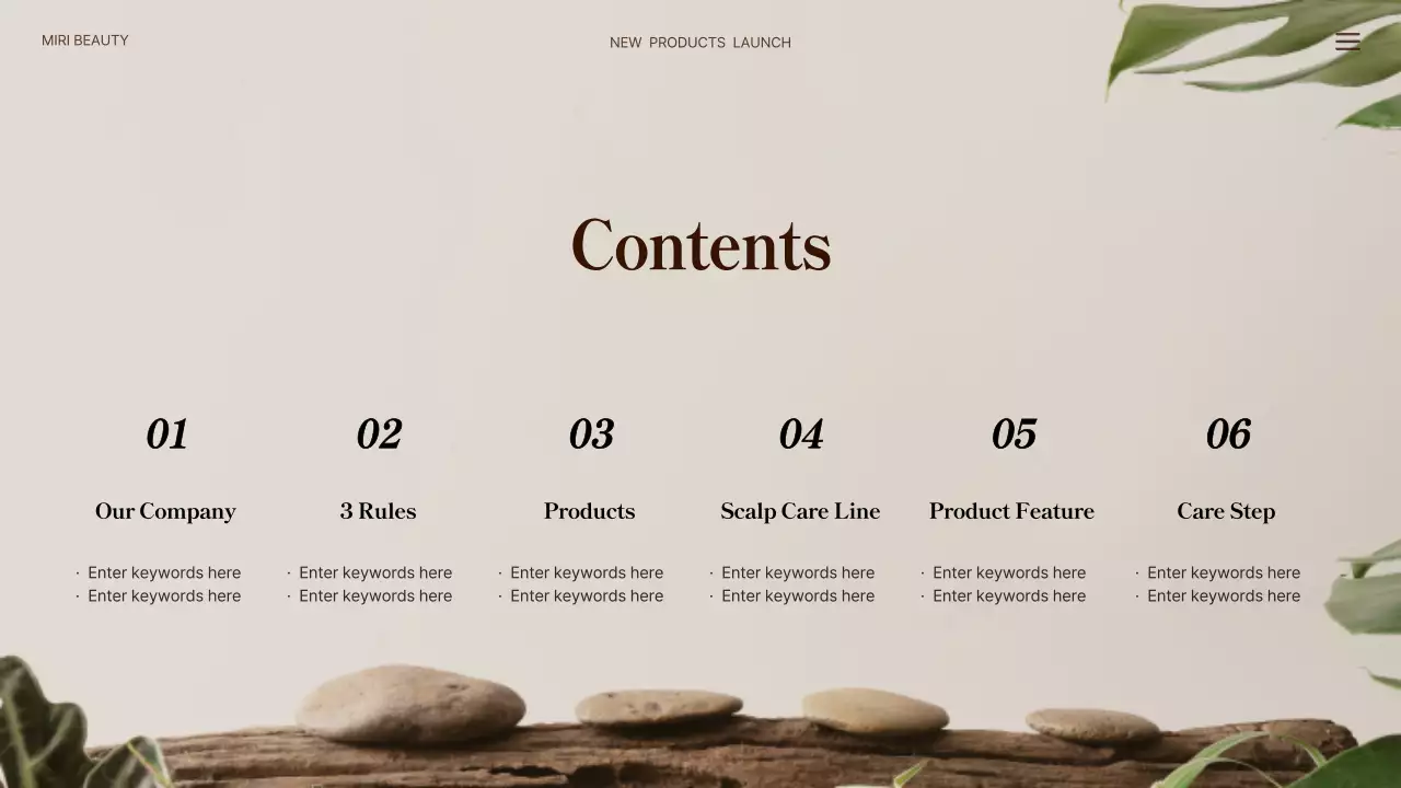 초록색과 베이지색의 자연적인 헤어제품 신제품 소개서