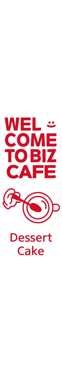 빨간색의 심플하고 귀여운 일러스트와 텍스트 문구 조합 스타일 카페 