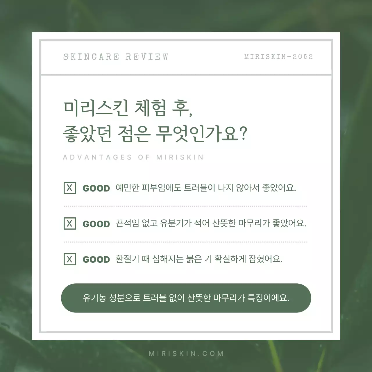 초록색의 자연적인 유기농 화장품 체험단 리뷰 홍보