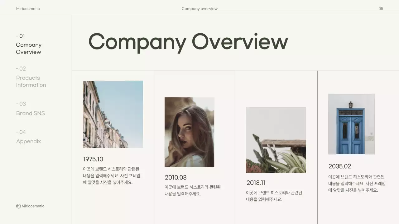 아이보리색의 자연적인 스킨케어 브랜드 제안서