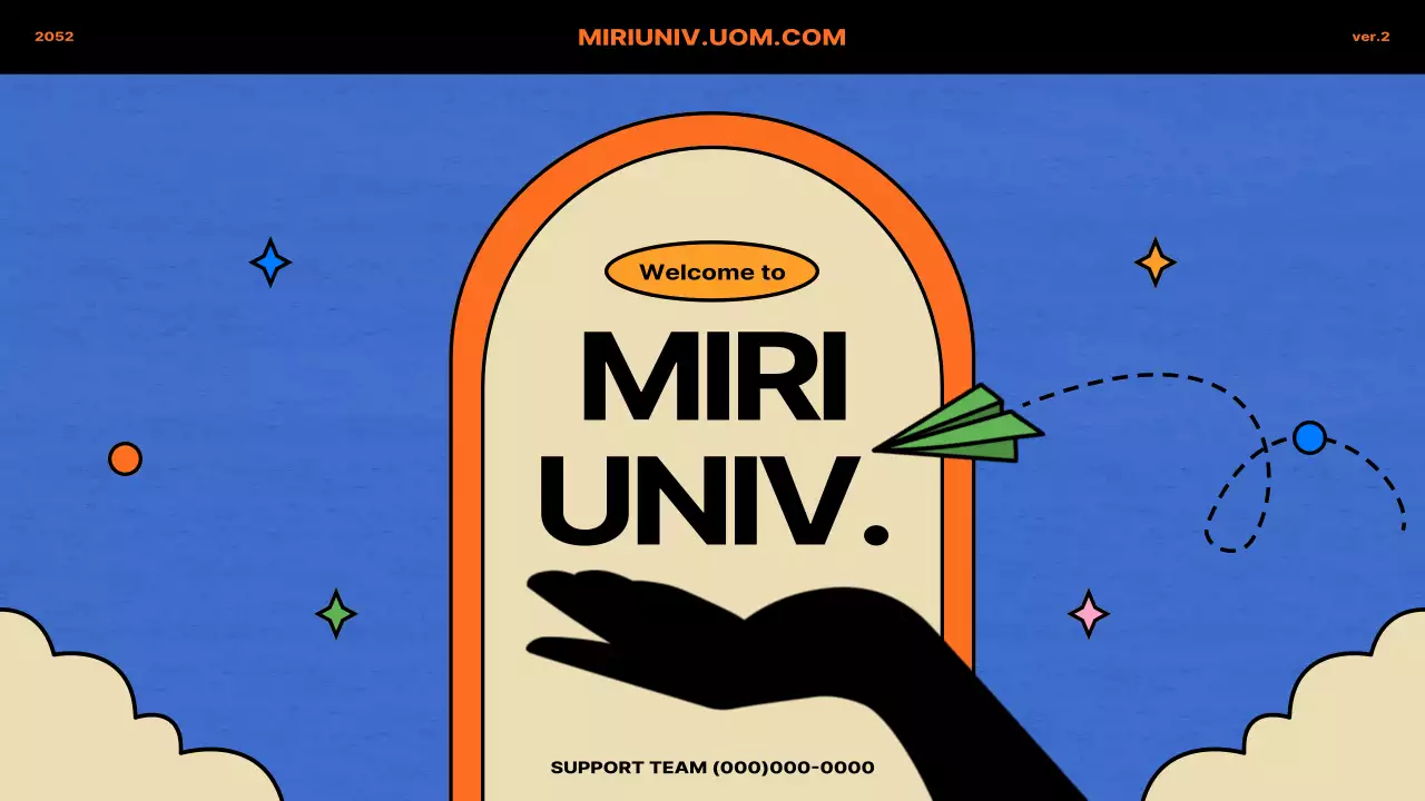 파란색과 주황색의 빈티지 컨셉 유학생 오리엔테이션